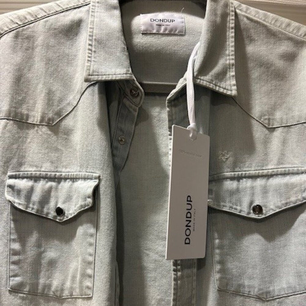 BNWT DONDUP SLIM FIT MADE IN ITALY DENIM LIGHT BLUE SHIRT SIZE M